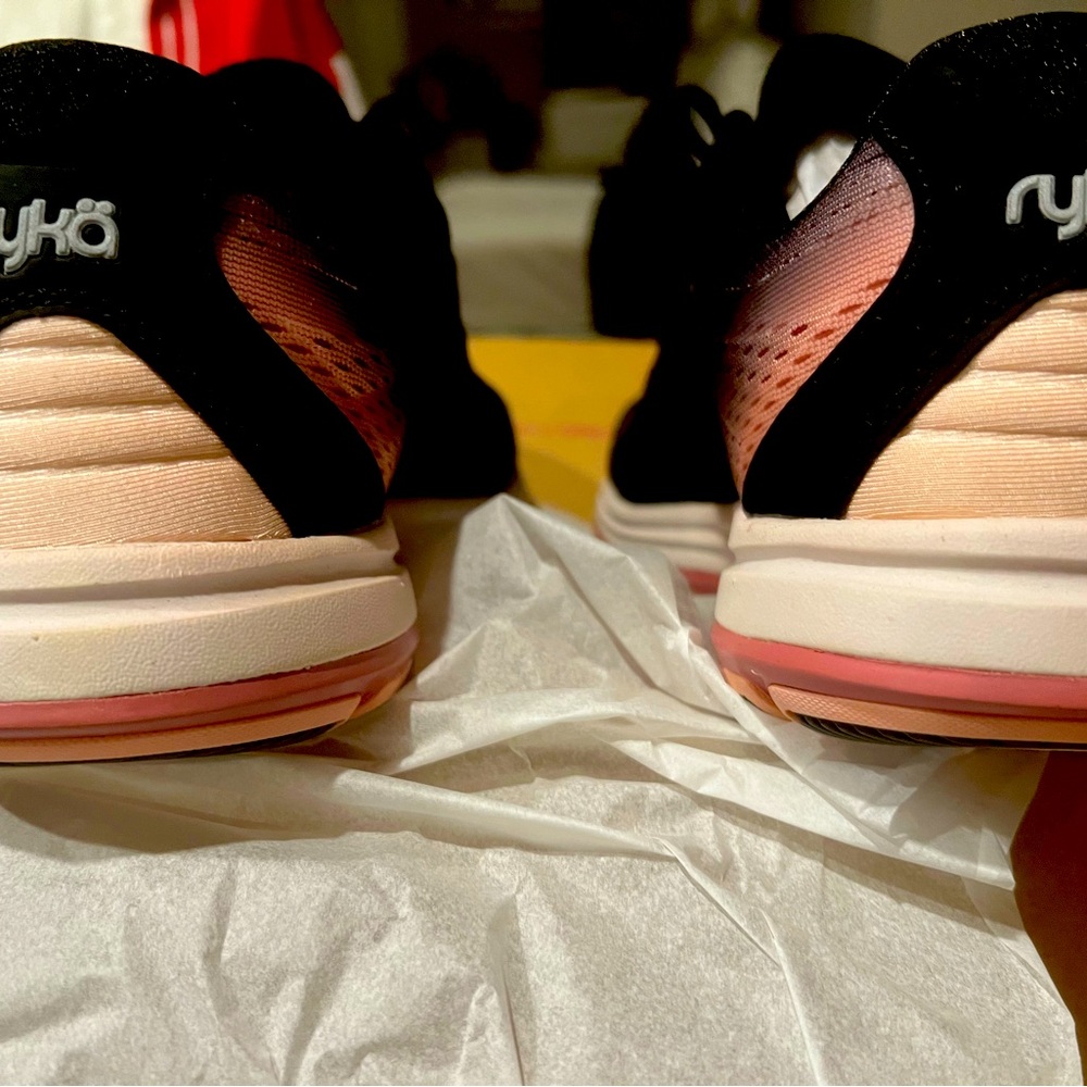 RYKA DESIGNER….BLACK AND ROSE (PINK) COLOR GYM SHOES. NEW IN BOX